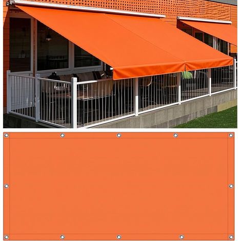 Voile d'ombrage Imperméable Rectangulaire 1mx1m, Toile Ombrage UV Protection en PES Durable pour Terrasse, Jardin, Balcon, Patio - Orange avec Oeillets et Cordons (1/5)