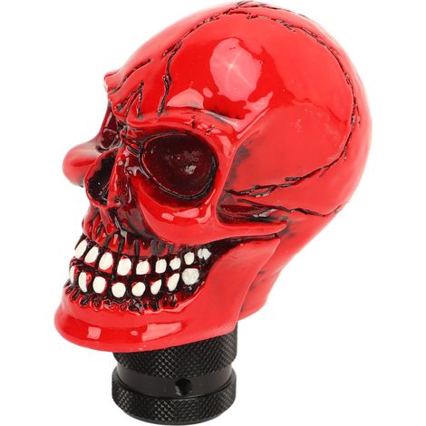 Universeller roter Schaltknauf aus Kunstharz mit Totenkopfmotiv für Autos (1/5)
