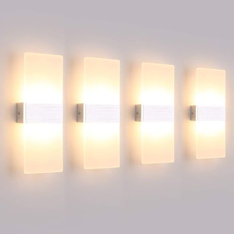 4 Pack Applique Murale Interieur 12W LED Lampe Murale Designe Créatif Décoratif Pour Chambre Couloir Salon Hôtel Salle Blanc Chaud 3000K, 780 Lumen (1/5)