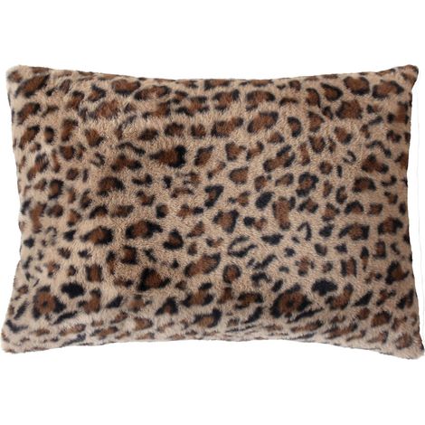 Coussin léopard effet fourrure 40 x 60 cm – Coussin décoratif - 40x60cm - Noir (1/2)