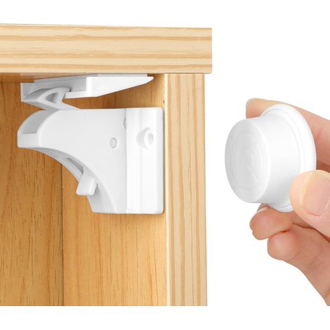 Serrure magnétique pour armoire de sécurité pour bébé, 20 serrures avec 4 clés, fermeture magnétique pour enfants, sécurité invisible pour armoires et tiroirs (1/5)