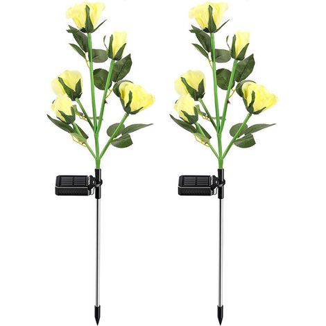 Lampe Solaire Jardin - Rose LED Étanche avec Panneau Solaire Intégré - Décoration Extérieure pour Allées, Clôtures, Terrasses - Lot de 2 (1/5)