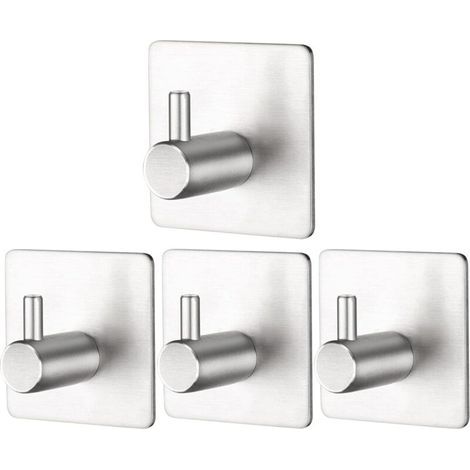 4-teiliges Set selbstklebender Wandhaken aus Edelstahl, Wandhaken für Bad und Küche, selbstklebende Wandhaken aus Edelstahl ohne Bohren (1/5)