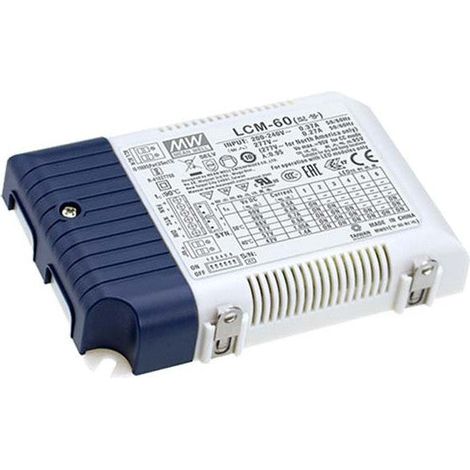 LCM-60U Led Driver MEANWELL Entrada 90-132VAC Salida 2-90VDC Corriente Constante 500-1400mA 50W PFC   Regulable    0-10V-PWM-Res