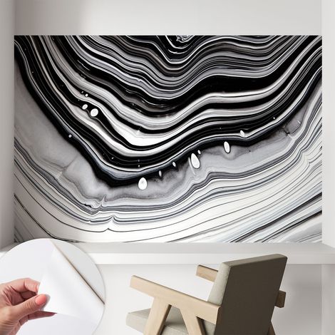 Papier peint autocollant adhésif avec motifs pour salon et chambre accessoire stylé pour votre intérieur Vagues optiques 104x70 cm (1/5)