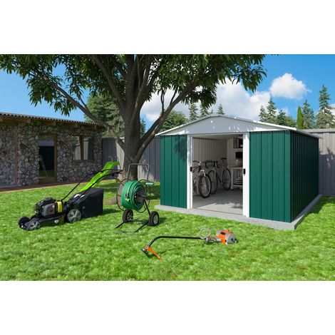 Yardmaster Metall-Gerätehaus "Bayern" Modell 1013, grün, 11,03 m², mit Bodenrahmen