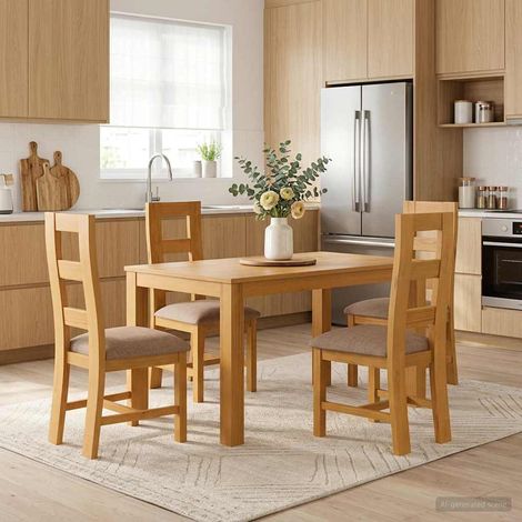 vidaXL Ensemble de salle à manger 5 pc Gris Bois de chêne massif (1/5)