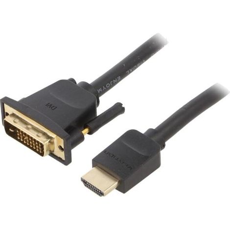 Cable DVI-D -18-1- prise male HDMI prise male Full HD 1.5m - Noir