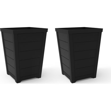 Stewarts Taper Outdoor Garden Square Low Planter 31cm, Pack of 2, Anthracite