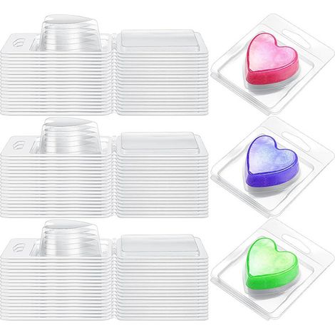 Moule À Cire - Contenant À Tartes En Plastique Transparent - Forme Coeur - Capacité 37 ml - Pour Fonte De Cire Et Savon - Lot De 100 Pièces (1/4)
