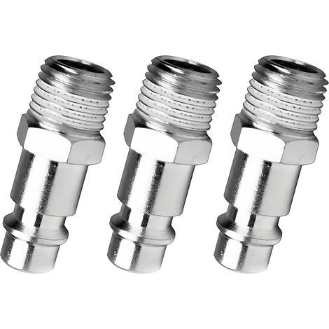 3 Pièces Raccord Rapide Mâle 1/4" Euro Conique Téflon, Kit Coupleur Pneumatique pour Air Comprimé, Compatible Compresseur et Tuyaux Industriels (1/5)
