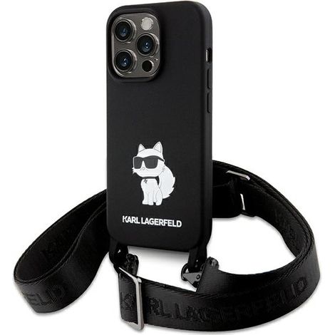 Karl Lagerfeld Crossbody Silikonhülle für iPhone 15 Pro Max, Schwarz (1/5)