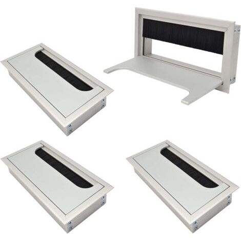 Couvercle Passe Câbles Fil Carrée 80x 160mm pour Encastrer sur Table de Bureau Organisateur de Cables pour Meuble Aluminium Argent Anodisé Passage de Câble Cache-Câble Lot de 4 (1/4)
