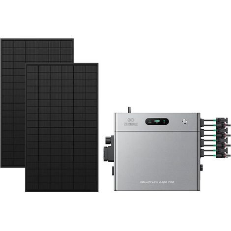 Zendure SolarFlow 2400 Pro - Batterie Solaire 2400W AC, PV 4800W, 2.4-16.8kWh, Plug & Play, IP65, Tesla/Pompes à Chaleur. avec 450Wx2 Panneau Bifacial