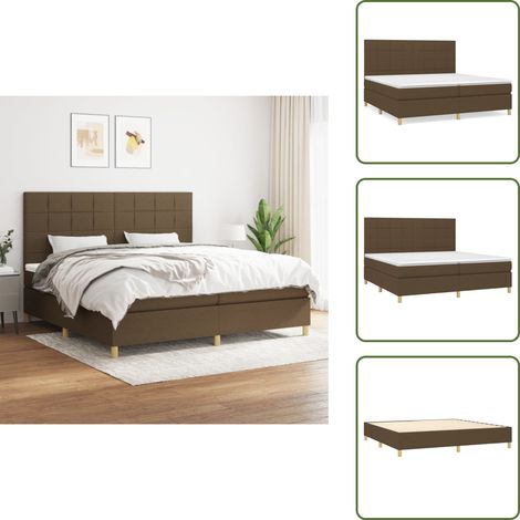 The Living Store Sommier à lattes de lit avec matelas Marron foncé 200x200 cm - Lit Double - Lit Tapissier - Literie - Chambre À Coucher - Matelas À Ressorts Ensachés (1/5)