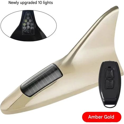 Lumière Avertissement 10 LED Solaire Antenne Aileron Requin avec Capteur Intelligent et Mode Clignotant Lampe de Étanche pour Voiture (1/5)