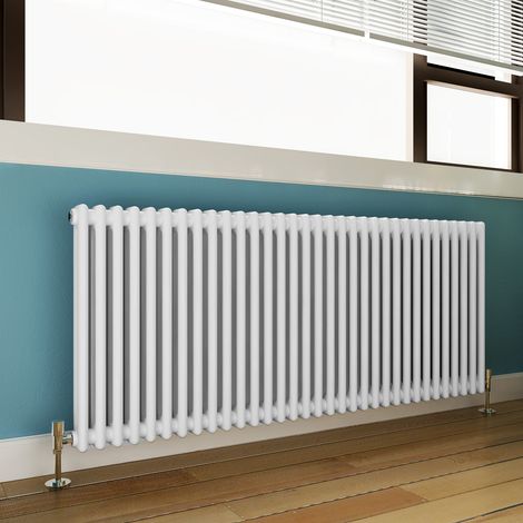 ELEGANT 600 x 1484mm Double Bar Traditional Horizontal Column Radiator White (1/5)