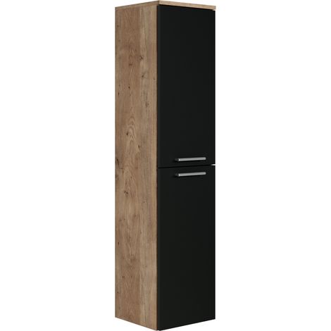 Badplaats – Colonne de salle de bain 130 cm en chêne – 2 portes réversibles – Panneau de particules – Installation rapide incluse (1/3)