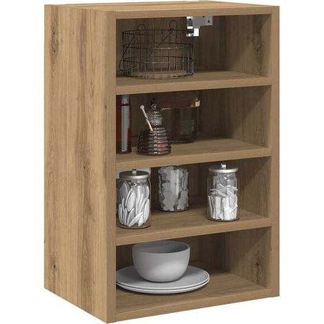 Meuble de Rangement Mural Suspendu, Placard avec Porte en Chêne Artisanal et Panneau d'Ingénierie, 40 x 29,5 x 60 cm (1/5)