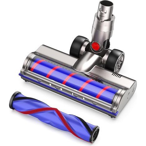Compatible with Dyson V6, V6 Animal, V6 Fluffy, DC58, DC59, DC61, DC62, and DC74 vacuum cleaners, this flexible, 180° swivel replacement brush features 4 LED headlights and 2 rollers. (1/4)