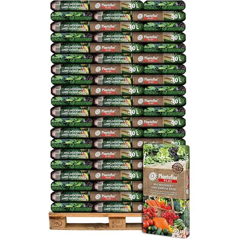 Palette Plantaflor Plus Bio Hochbeeterde Gemüseerde Erde torfreduziert (60x40L) (1/3)