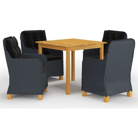 Set da pranzo da giardino mobili da esterno 5 pezzi grigio scuro 020013807