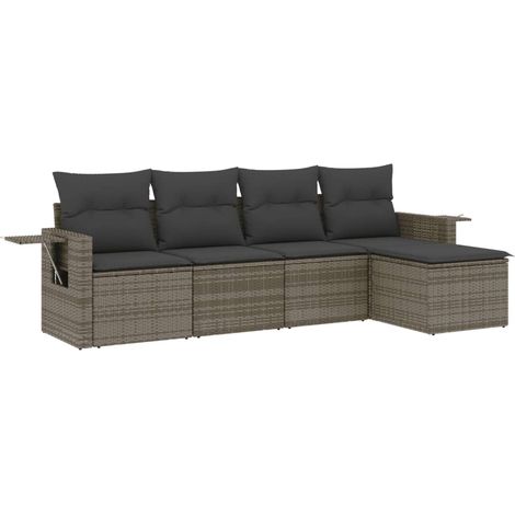 Maison Exclusive - 5-tlg. Garten-Sofagarnitur mit Kissen Grau Pol