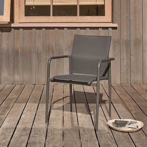 Fauteuil en aluminium et textilène gris (1/5)