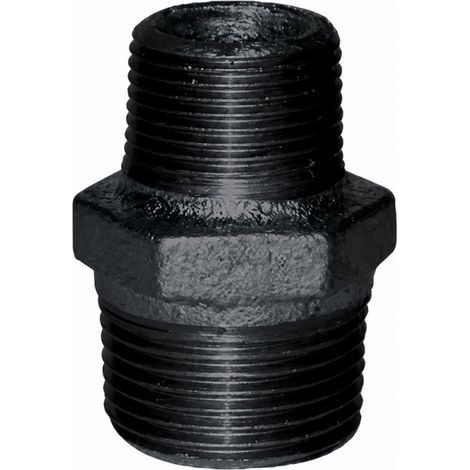Reduzierter Nippel 50x60 / 40x49, doppeltes Außengewinde schwarz