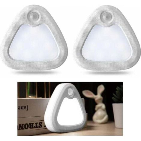 Veilleuse LED - Détecteur De Mouvement - Alimentation Batterie AAA - Base Magnétique - Blanc 6000 K - Lot De 2 (1/4)