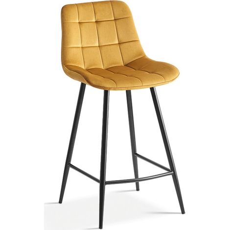 Sedia da bancone JUTE – Velluto colore oro – Gambe in metallo – Altezza 95 cm – Stile elegante
