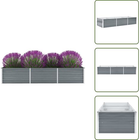 Garten-Hochbeet Verzinkter Stahl 240x80x45 cm Grau - Gartenhochbeet - Metallhochbeet - Stahlteich - Balkonbepflanzung - Terrasse Bepflanzung (1/5)