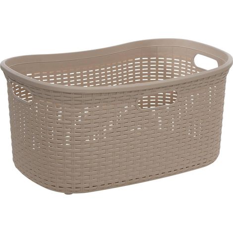 Corbeille à Linge Effet Rotin "Raga" 40L Marron (1/3)