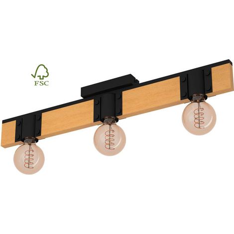 Plafoniera Vintage Bailrigg Acciaio Nero 3 Luci E27 (1/3)