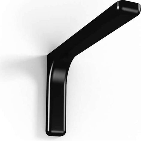 Confezione 2 staffe di supporto in acciaio zinco cromato con copertura plastificata per fissaggio mensole a parete - 24 cm Black