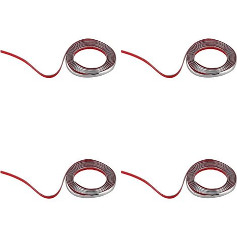 Adecuado para 4 tiras adhesivas de cromo plateado, de 12 mm de ancho y 3 metros de largo, para aplicaciones automotrices.