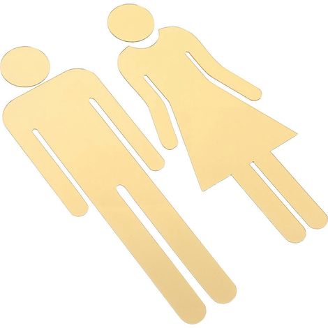 Panneaux de toilettes hommes et femmes en acrylique doré pour la décoration de salle de bain (2 paires) (1/5)