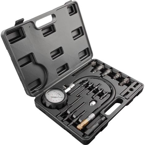 NEO TOOLS TOP-11-262 Kit manomètre de compression diesel 16 pièces 0-70 bar avec adaptateurs injecteur et bougie de préchauffage (1/3)