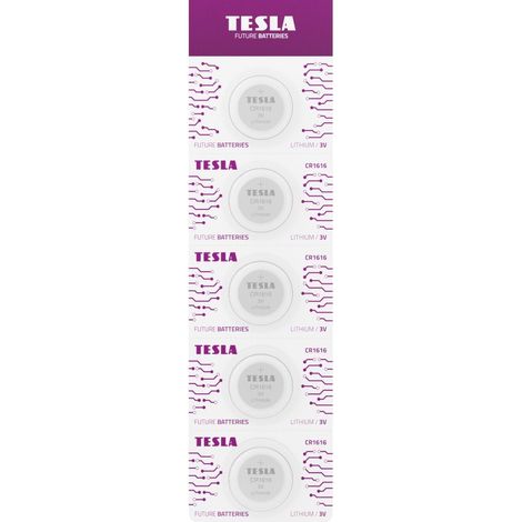 Tesla Lithiumbatterie CR1616 B1 3,0 V Li/MnO2, 5 Stück