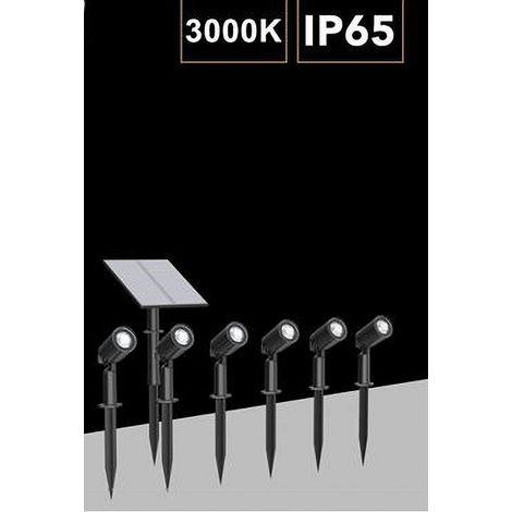Trade Shop - SET 4 PZ FARETTI LED PICCHETTO MIT PANNELLO SOLARE LUCE FREDDA CALDA IP65 LY04 - (1/5)