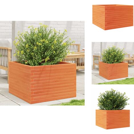 Jardinière cire marron 70x70x46 cm bois de pin massif - Jardinier - Pot De Fleurs - Bac À Plantation - Extérieur - Terrasse (1/5)