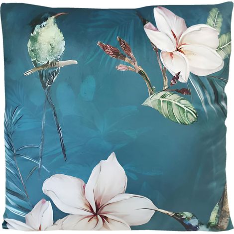 Housse de coussin toucher velours 45 x 45 cm - Colibri