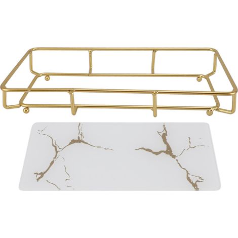 Plateau de salle de bain moderne et élégant, antidérapant, organisateur de rangement pour évier de cuisine, blanc, taille S (1/5)