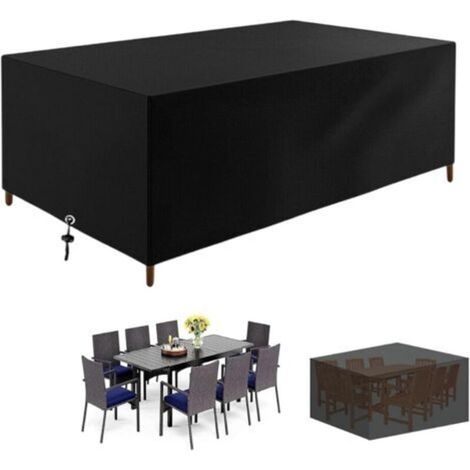 Schutzhülle für Gartentisch, 255 x 130 x 80 cm, 420D Oxford-Gewebe, UV-beständig, staubabweisend, rechteckige Schutzhülle für Gartenmöbel, Schwarz (1/4)
