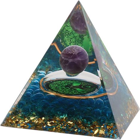 cm hohe Kristallpyramide aus Epoxidharz, Generator positiver Energie zur Stresslinderung, Förderung von Heilung und Meditation, Anziehung von Wohlstand und Glück. Schlafzimmerdekoration. (1/5)