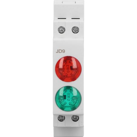 Voyant LED double rouge et vert sur rail DIN pour boîte de distribution, tour CNC, 230 V CA/CC (1/5)