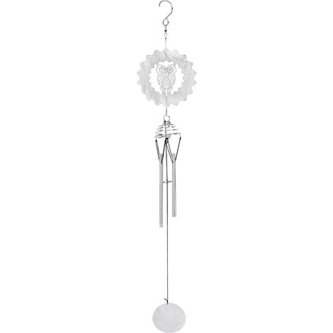 Lot de 2 Carillons à Vent Métal Durable Hibou Décoration Intérieur Extérieur Tendance Pendentif (1/5)