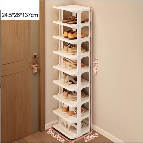 Étagère à chaussures à 9 niveaux pour un rangement peu encombrant dans le couloir et la chambre - Empilable et élégante en Blanc (1/5)