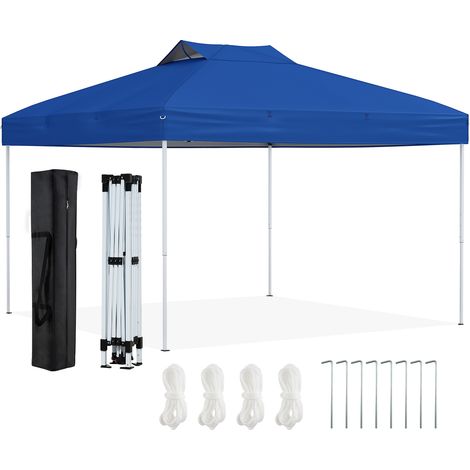 Tonnelle de Jardin Pop-up 295 x 295 CM, Tente Réception Pliant avec Verrouillage Central à Un Clic Sac de Transport Portable Cordes de Fixation, Bleu (1/5)