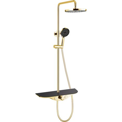 Mexen Exxo Aufputz-Duschset mit Regenbrause und Armatur, Gold/Schwarz - 78113-75 (1/2)
